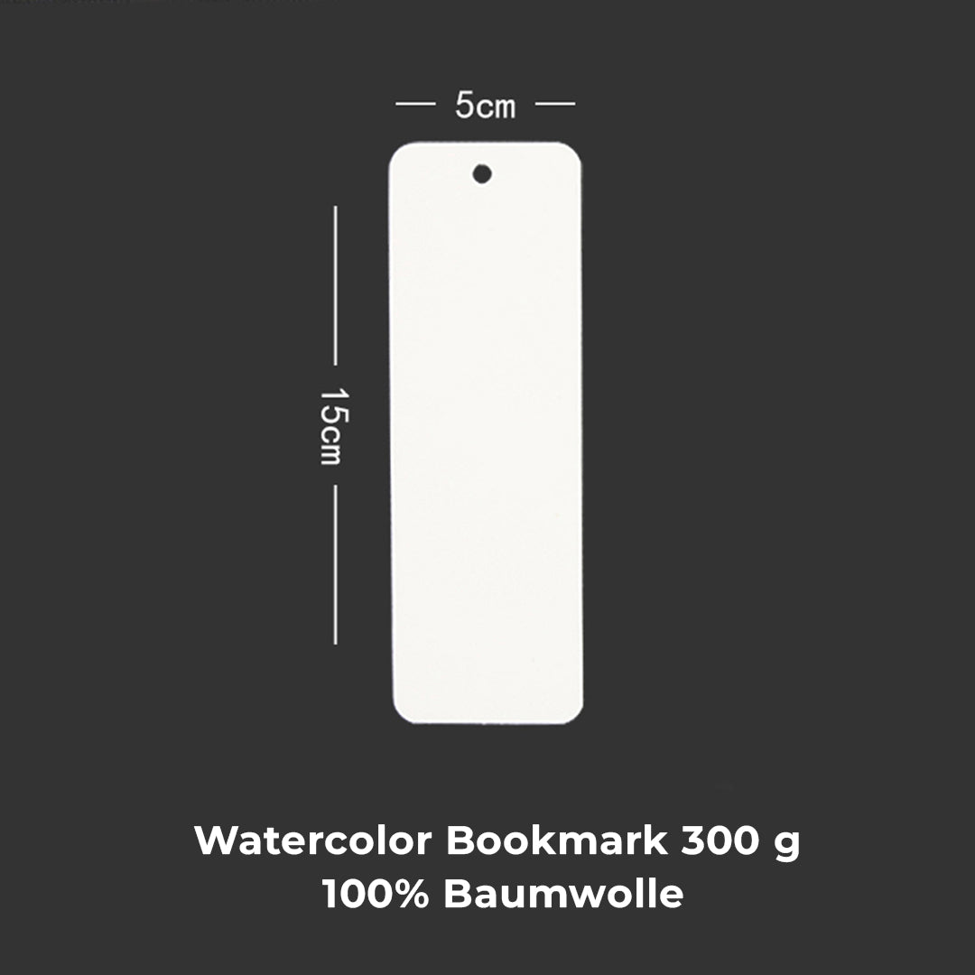 Mypaperworld Aquarell Lesezeichen, N002, Watercolor Bookmark , 300 g/m² 100% Baumwolle, 5x15cm, 20 Blätter, Cold pressed
