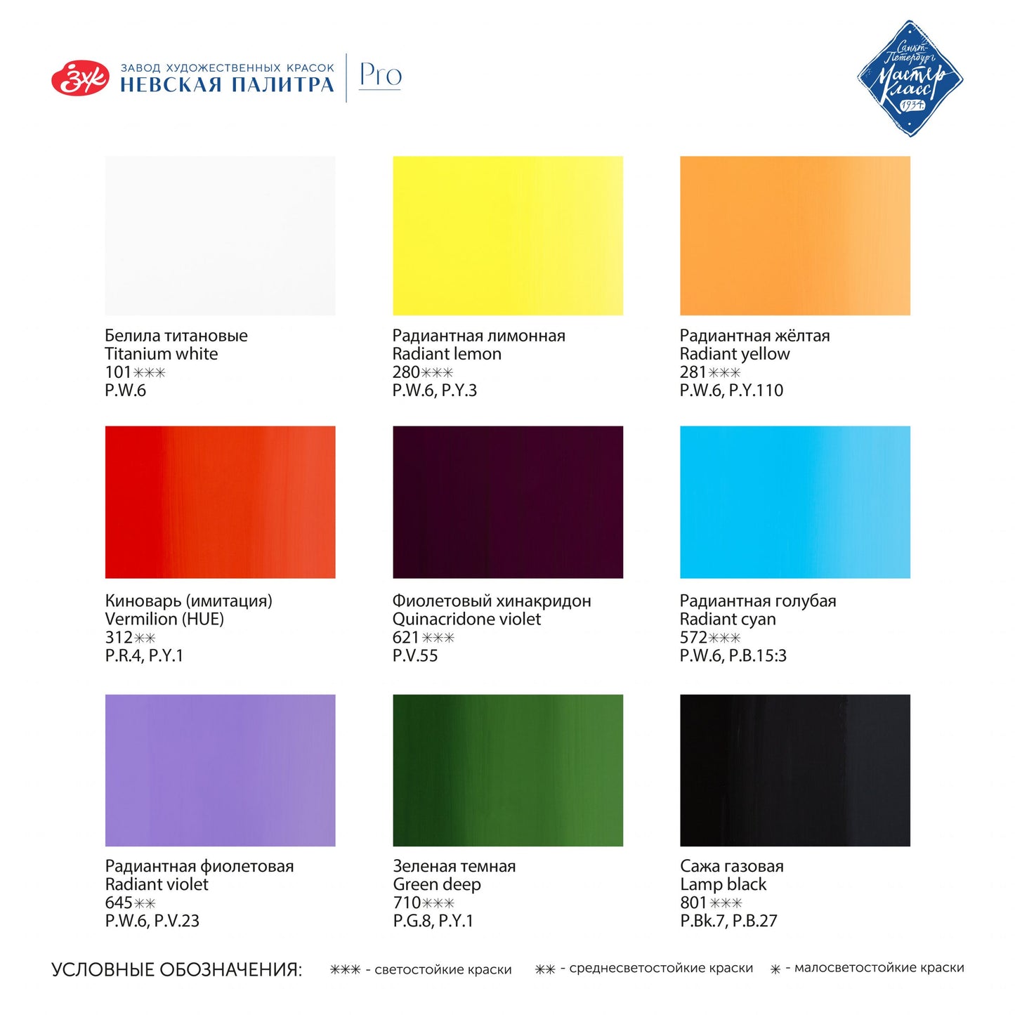 "Lanscape" Gouache "Master Class" Set, Nevskaya Palitra Professional Gouache Farben, 9х20 ml