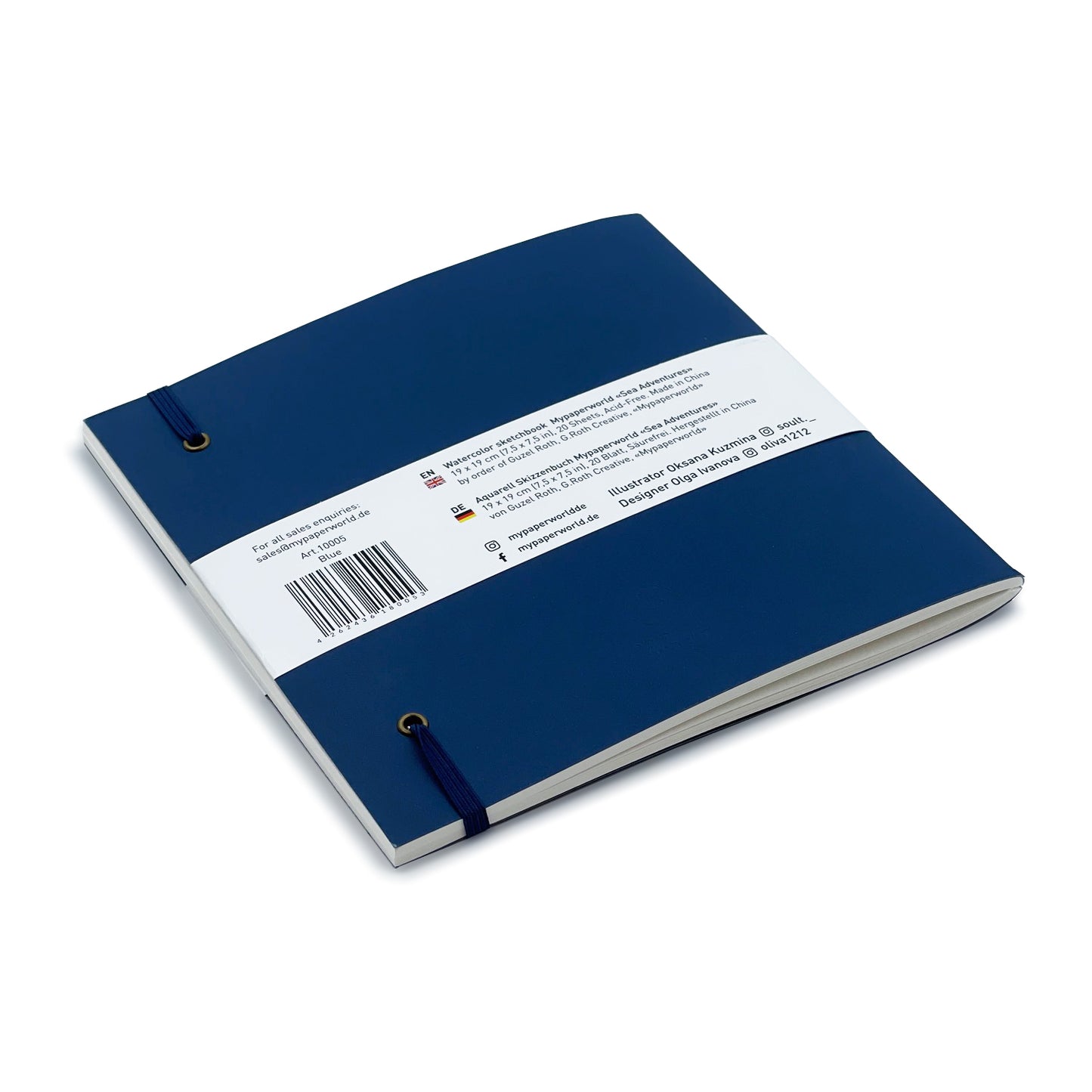 Mypaperworld Aquarell Skizzenbuch 300 g 19х19 cm, 16 Blätter, Dunkel Blau