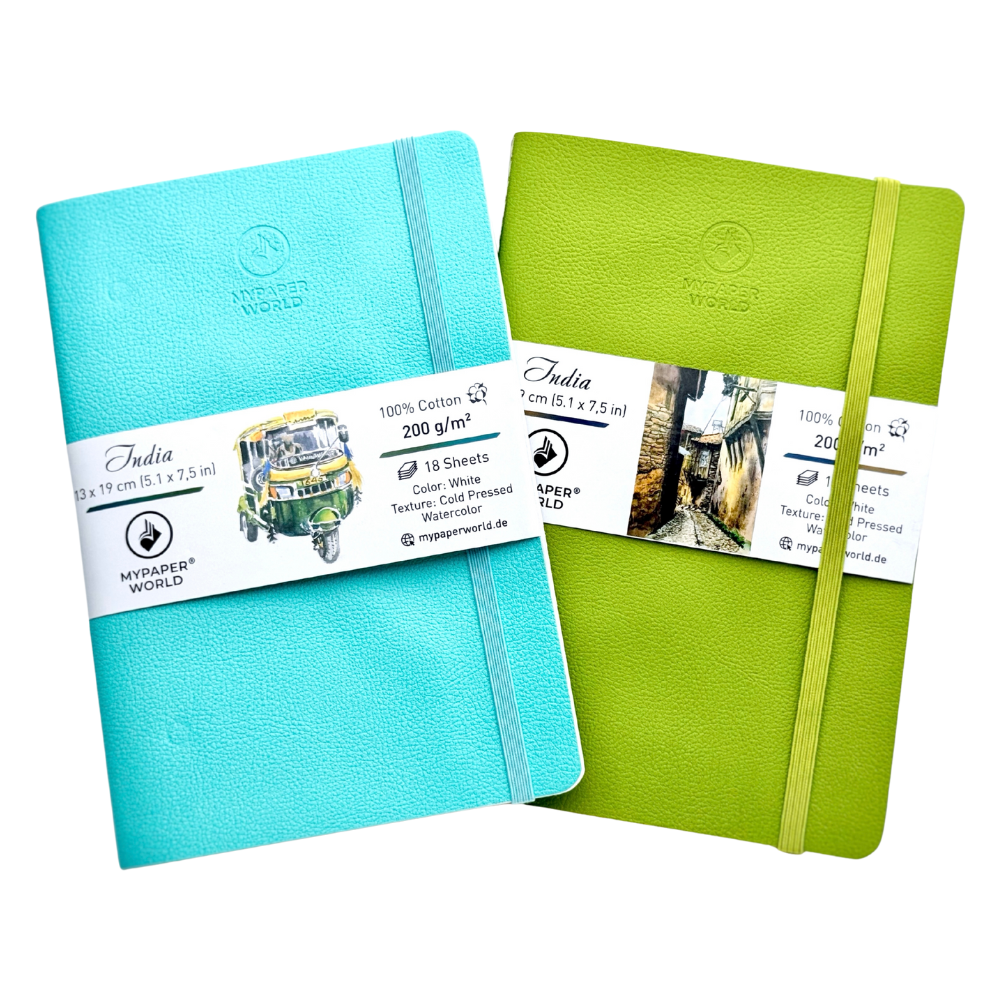 NEU!!!Mypaperworld Aquarell Skizzenbuch, 200 g 100% Baumwolle, Kaltgepresst , 18 Blätter, 19x13cm, Apfel Grün