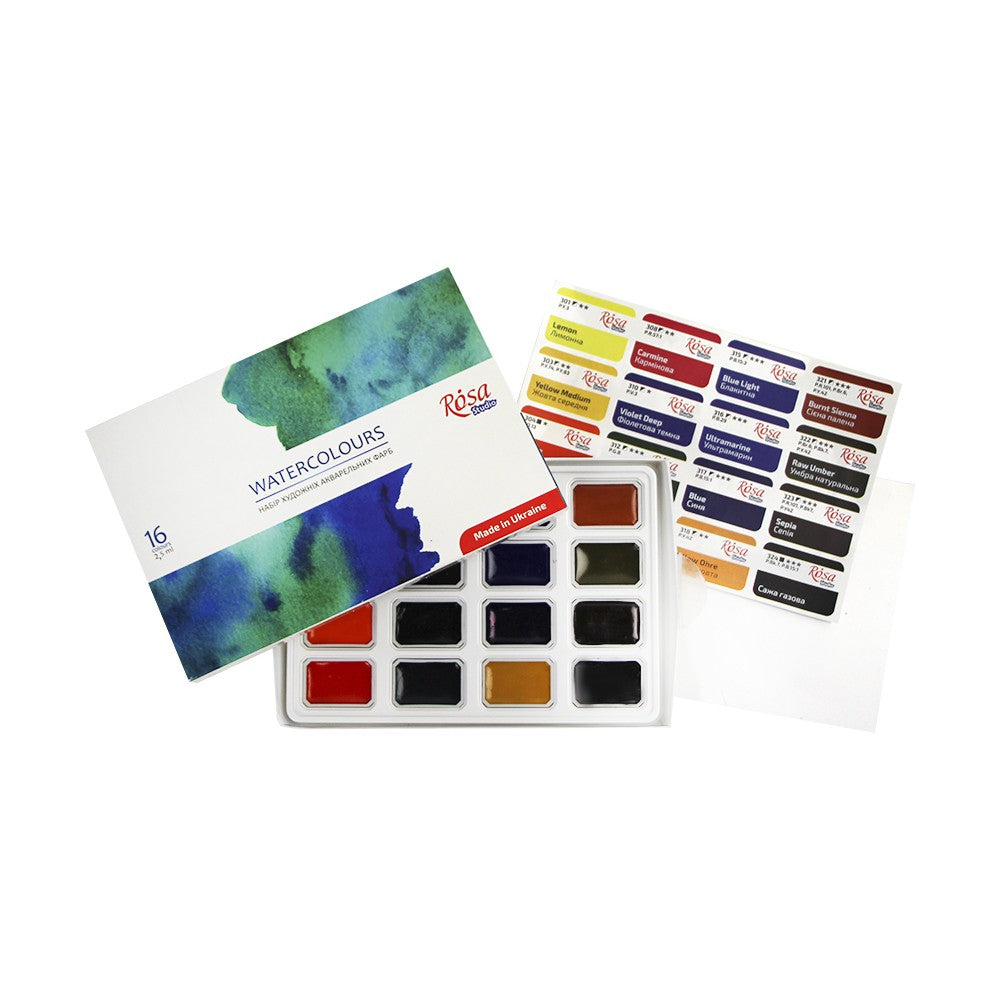 Rosa Studio Aquarellfarben im Set 16 x Näpfchen 2,5 ml