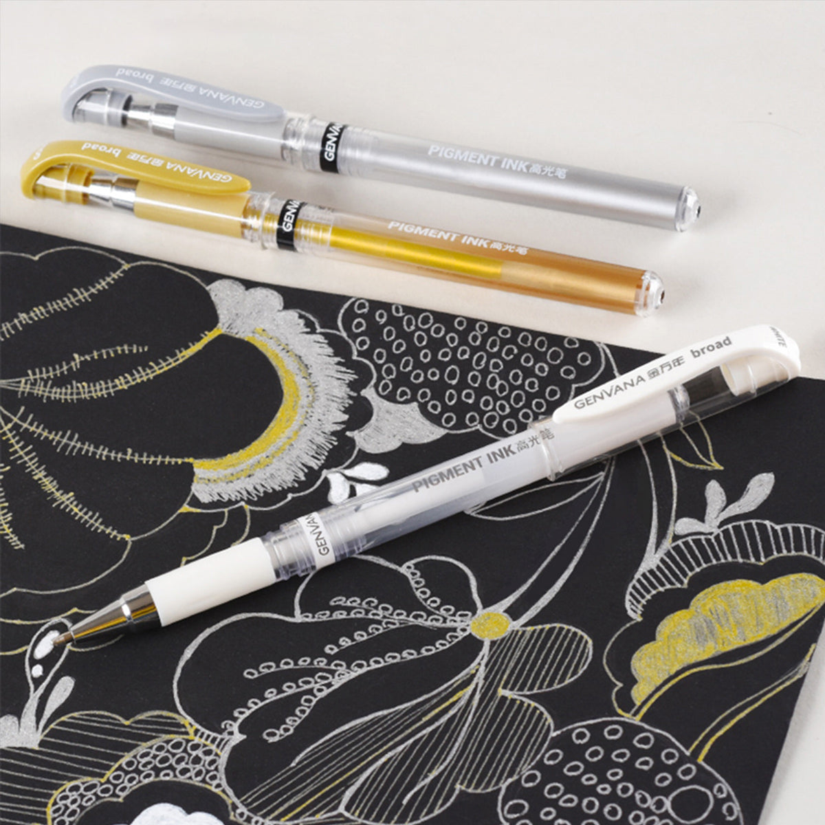 NEW Metallik Highligh Pen, Gold/Silver/Weiß