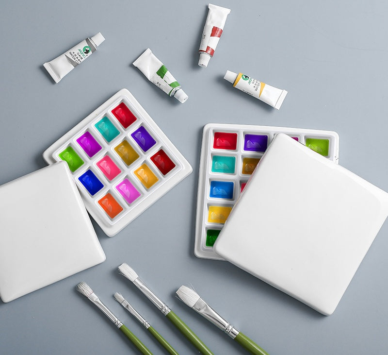 NEU,Keramik Mischpalette für Watercolor malen, 10×10×2,4cm, Model N10