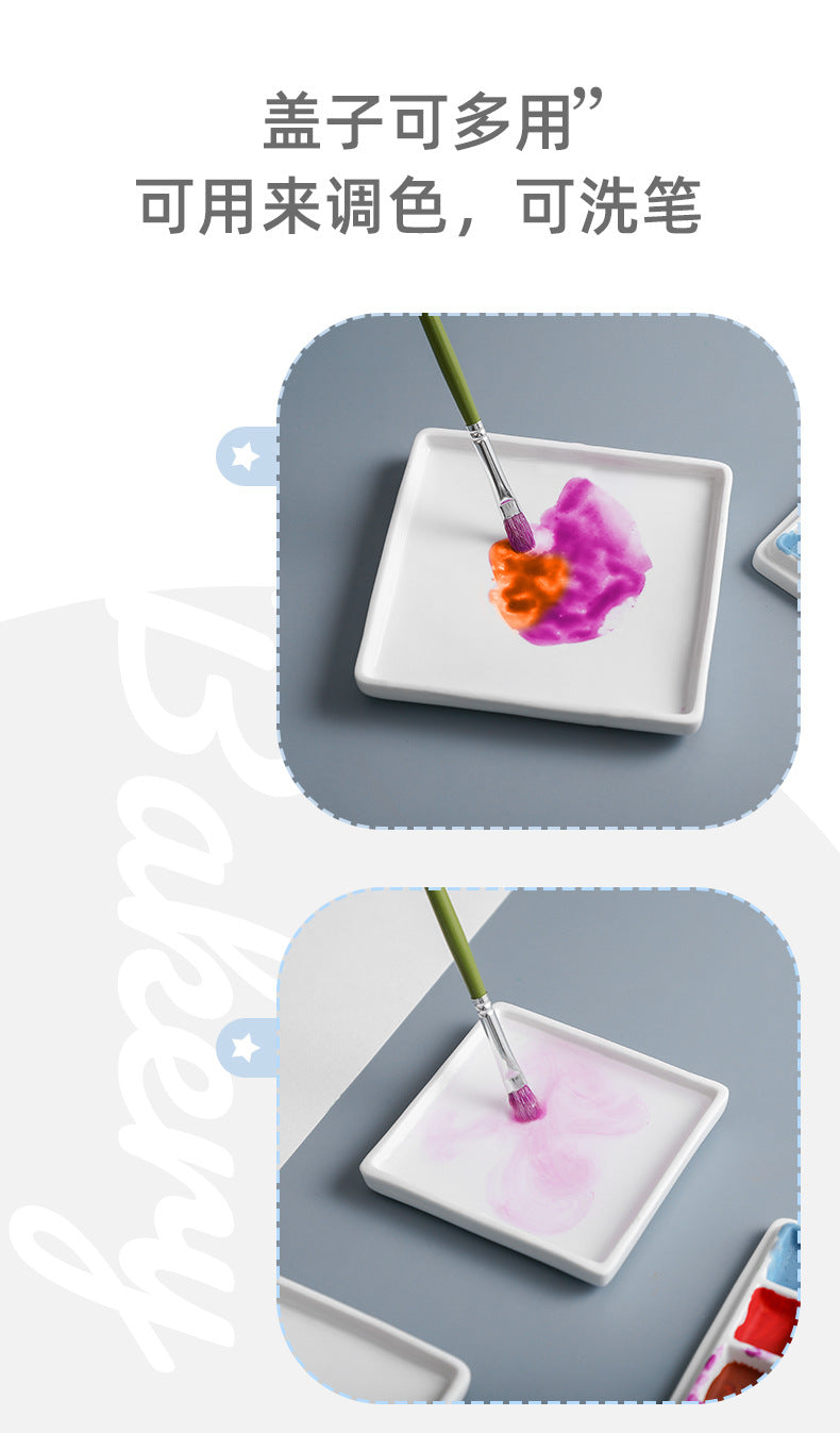 NEU,Keramik Mischpalette für Watercolor malen, 10×10×2,4cm, Model N10