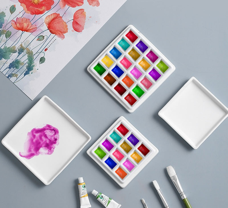 NEU,Keramik Mischpalette für Watercolor malen, 10×10×2,4cm, Model N10