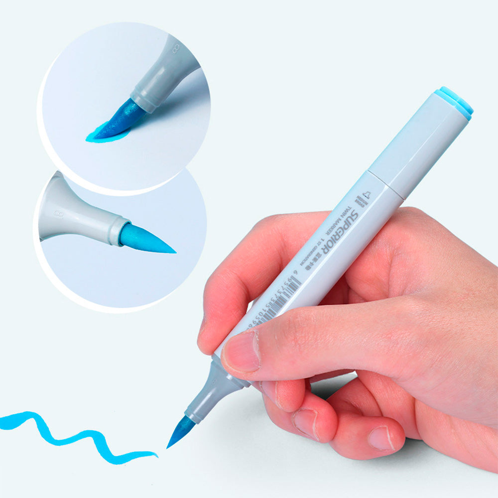 NEU, Superior Kunstlerische alhogolbasierte Marker, 12 Farben Portrait Set, Double side