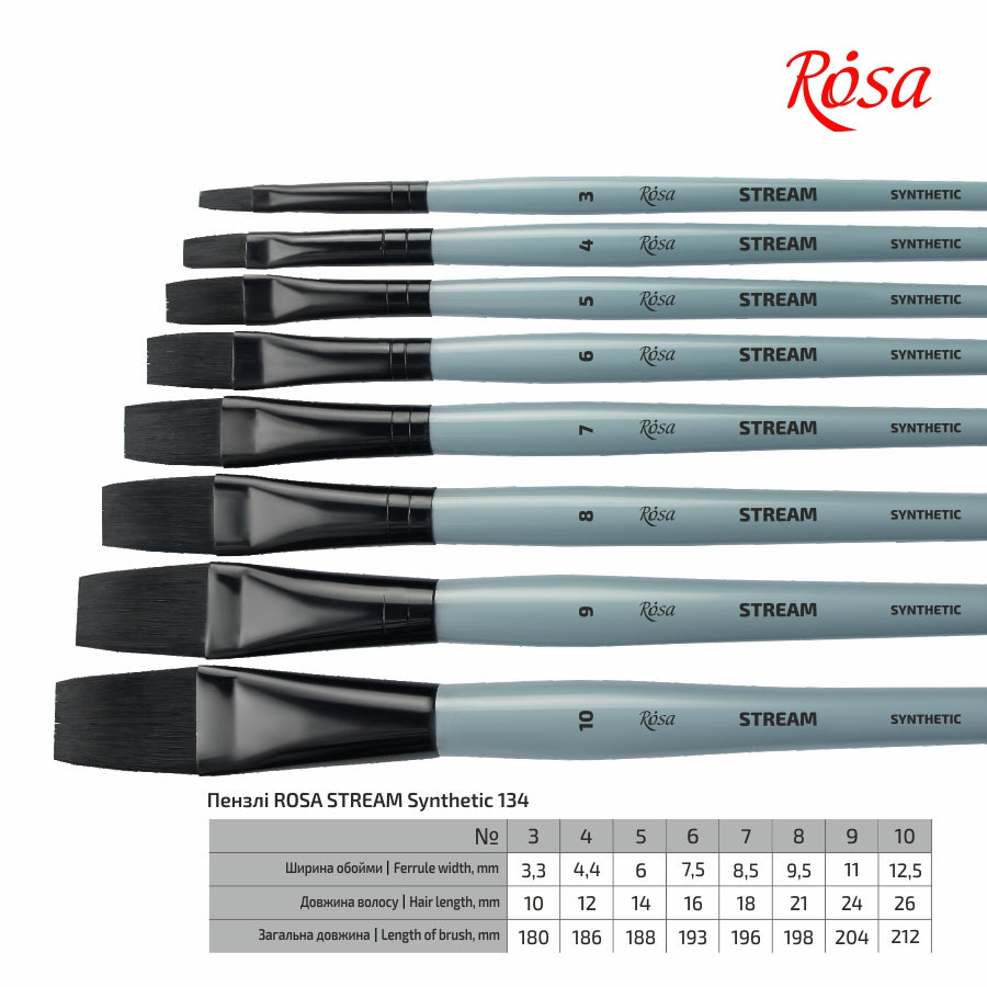 NEU!!!Rosa Stream, Aquarell Flach Synthetikhaar Pinsel
