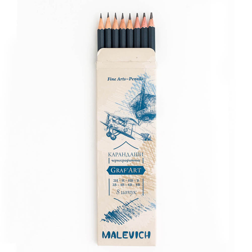 Malevich Graphit Künstler Stifte Set "Graf Art" 8 Stück Karton