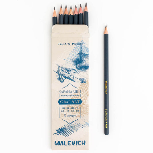 Malevich Graphit Künstler Stifte Set "Graf Art" 8 Stück Karton