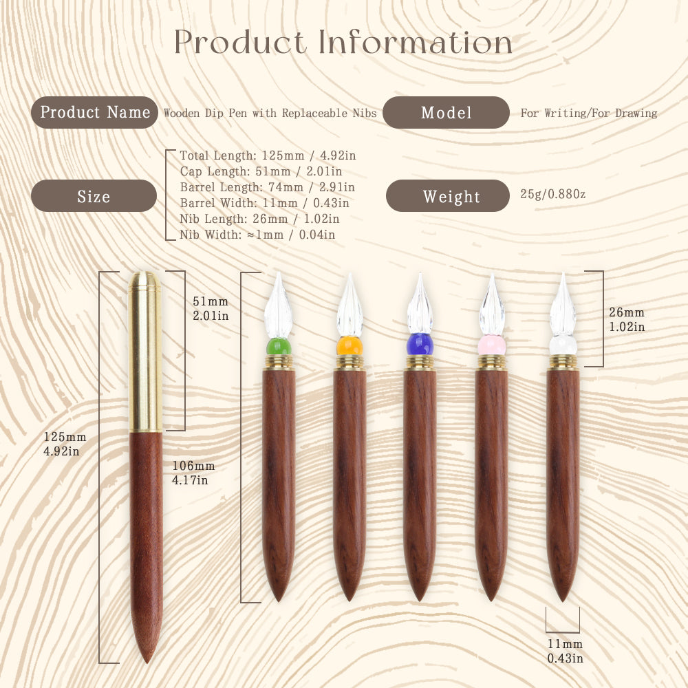 Seamiart Holzgriff Dip Pen, Transparent