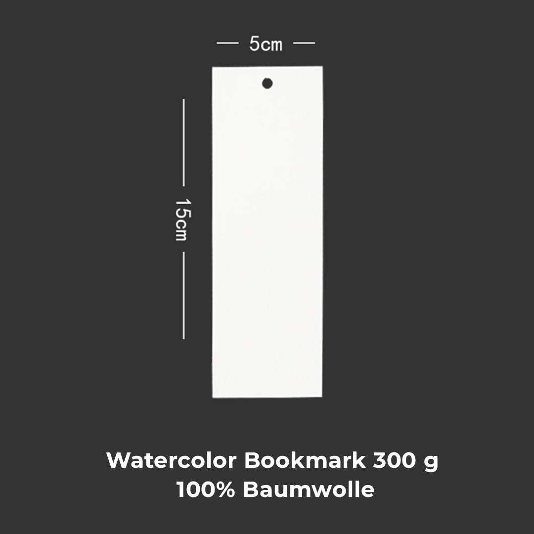 Mypaperworld Aquarell Lesezeichen, N005, Watercolor Bookmark, 300 g/m² 100% Baumwolle, 5x15 cm, 20 Blätter, Cold pressed