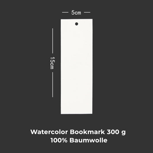 Mypaperworld Aquarell Lesezeichen, N005, Watercolor Bookmark, 300 g/m² 100% Baumwolle, 5x15 cm, 20 Blätter, Cold pressed
