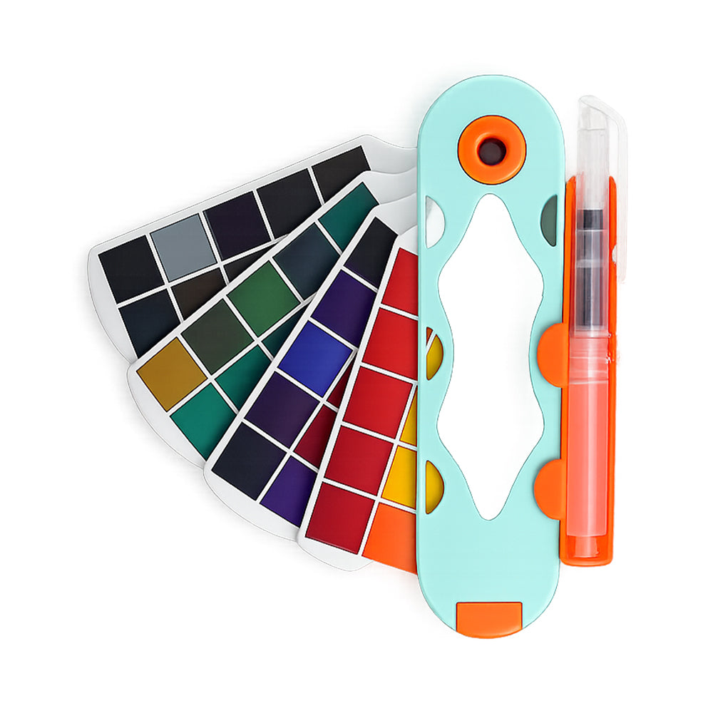 NEW Fan Form Künstlirische Aquarell 40 Farben Set inklusive Pinsel
