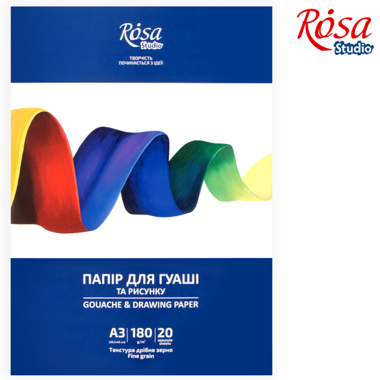 Gouachepapier Mappe Rosa Studio,180 g, 20 Blätter