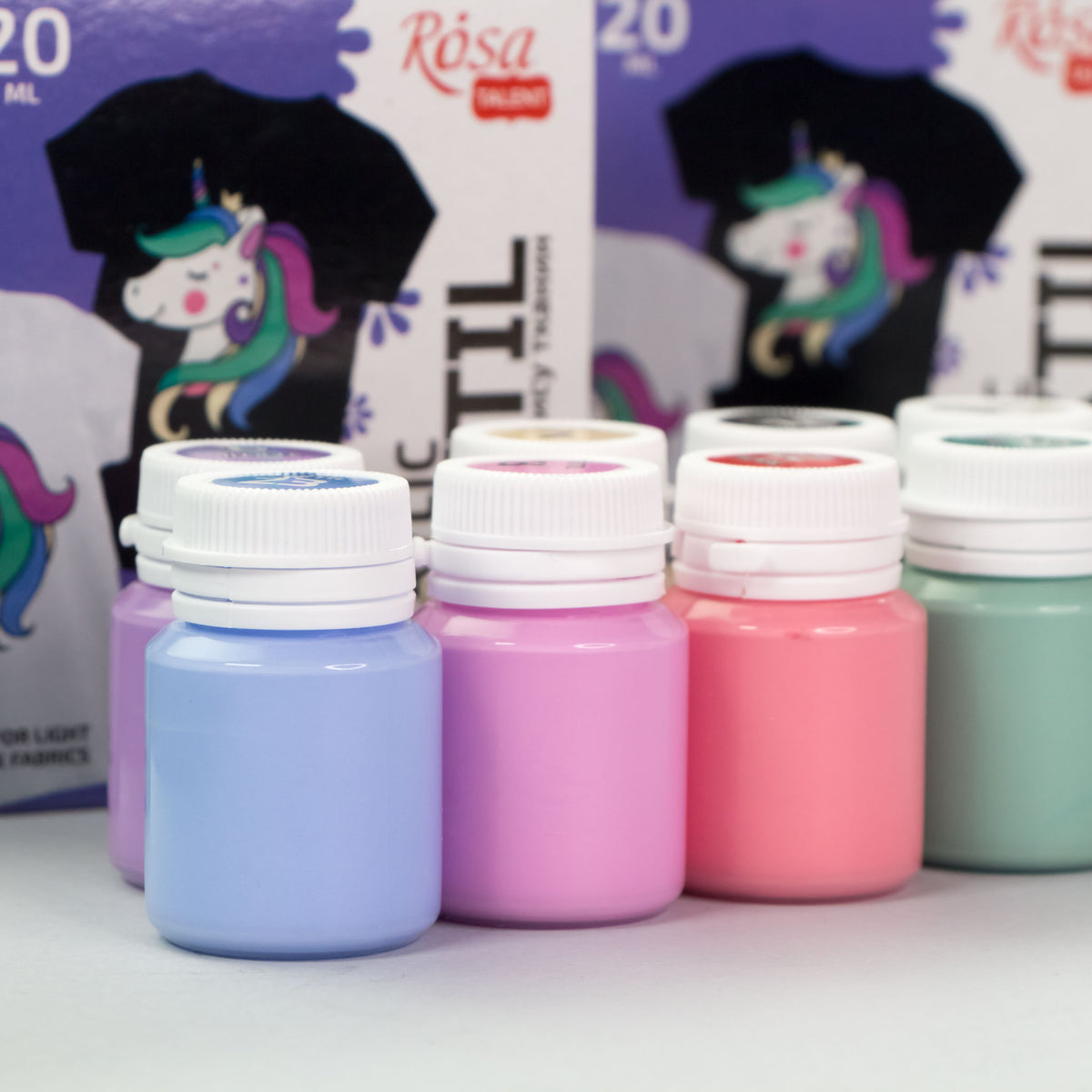 Rosa Talent, Acryl pastell Farben für Stoff/Textile Set Unicorn,  9*20 ml