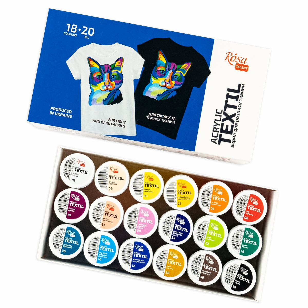 Rosa Talent, Acryl Farben für Stoff/Textile Set   18*20 ml