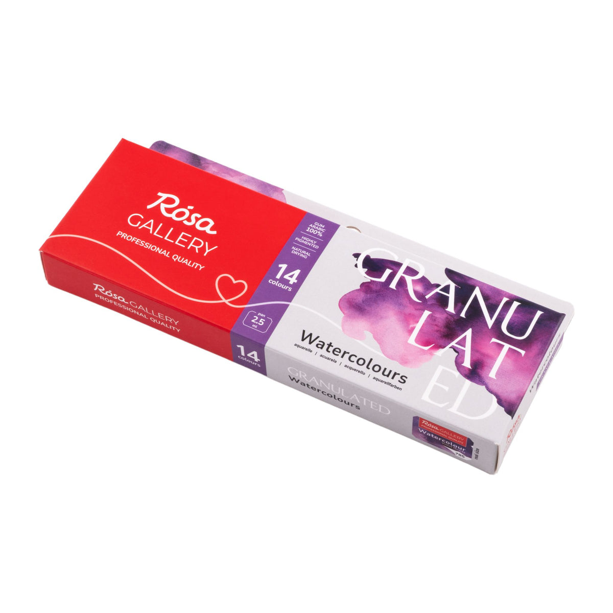 Rosa Gallery Aquarellfarben Set Granulation, 14 Farben  2,5 ml Napfs, Indigo Metalletui
