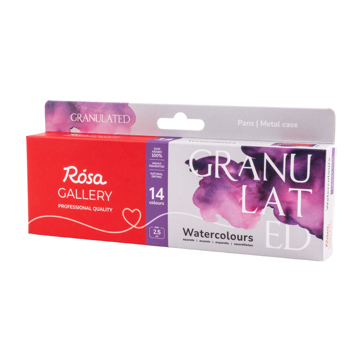 Rosa Gallery Aquarellfarben Set Granulation, 14 Farben  2,5 ml Napfs, Indigo Metalletui