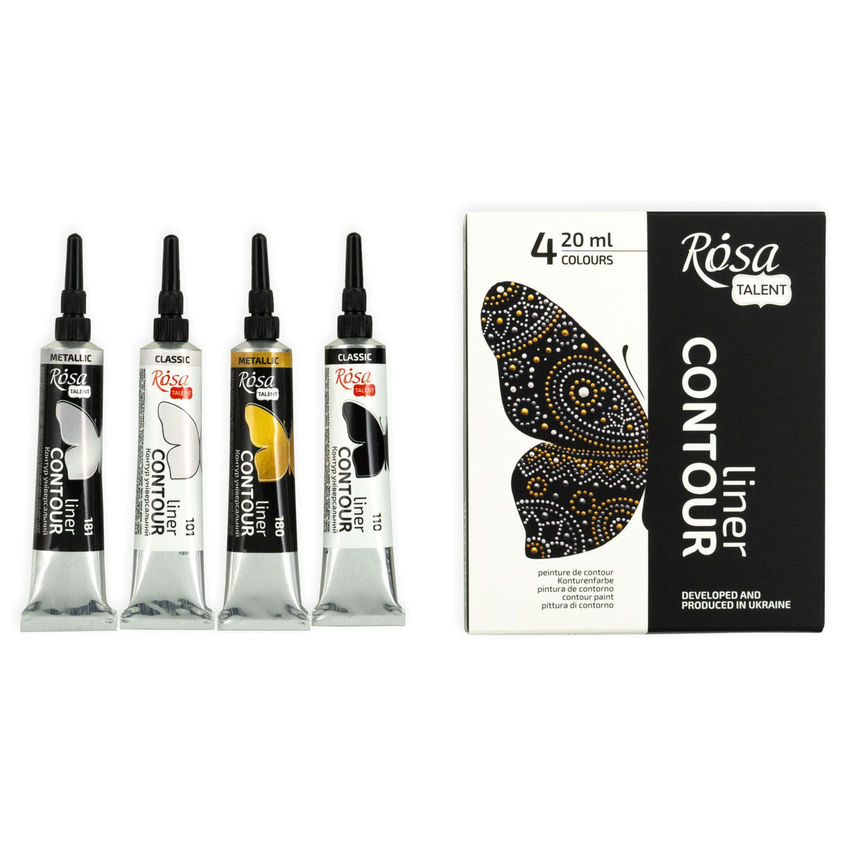 Rosa Talent, Acryl contours Set, Classic/Metallic 4*20 ml