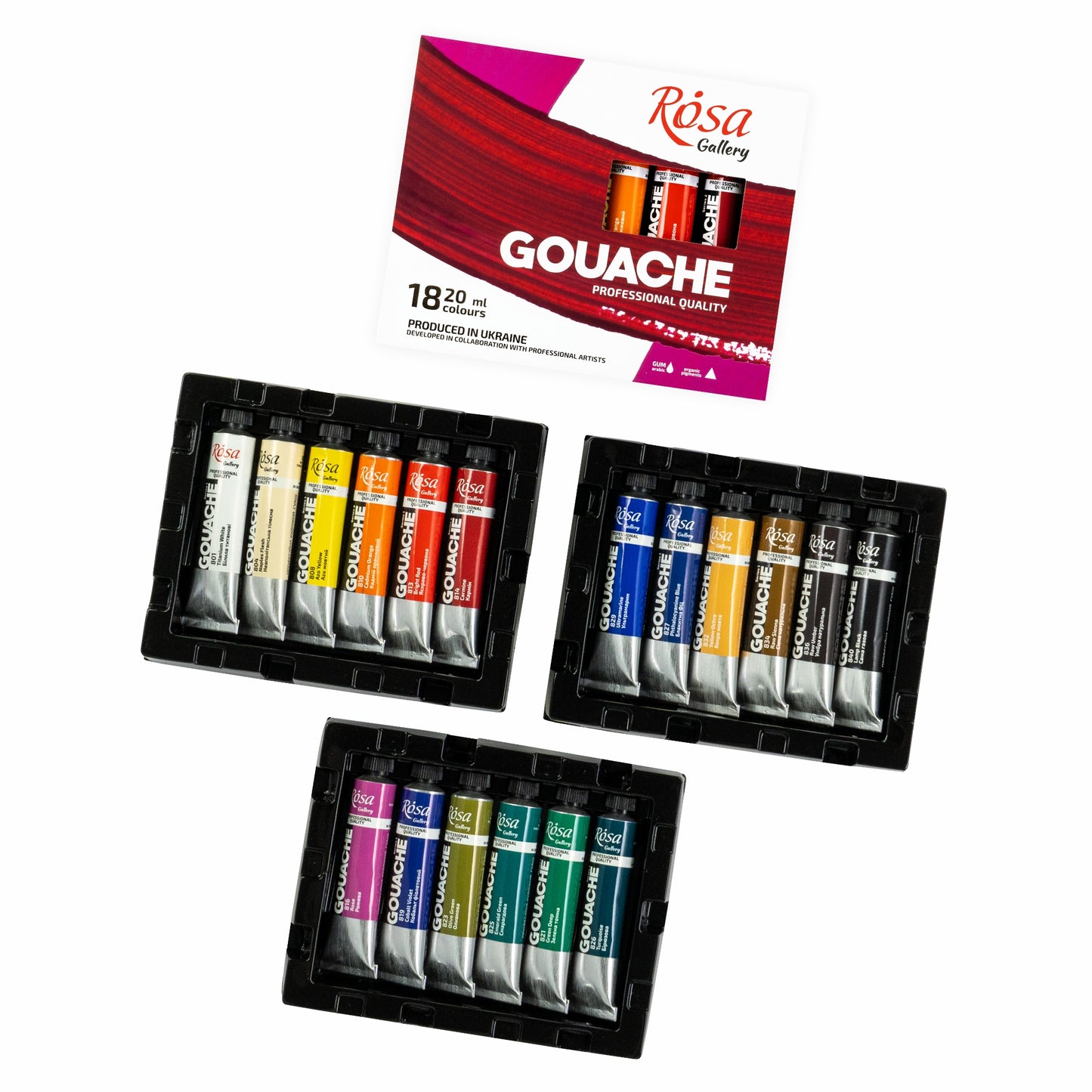 Rosa Gallery Gouache Set 18 Farben