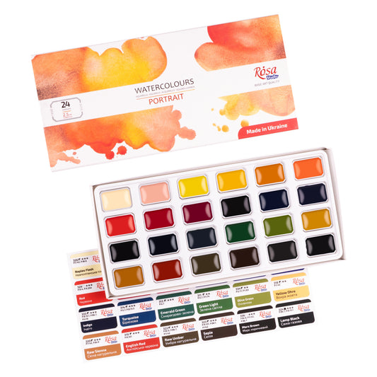 Rosa Studio Aquarellfarben Set 32 Farben, Karton Packung
