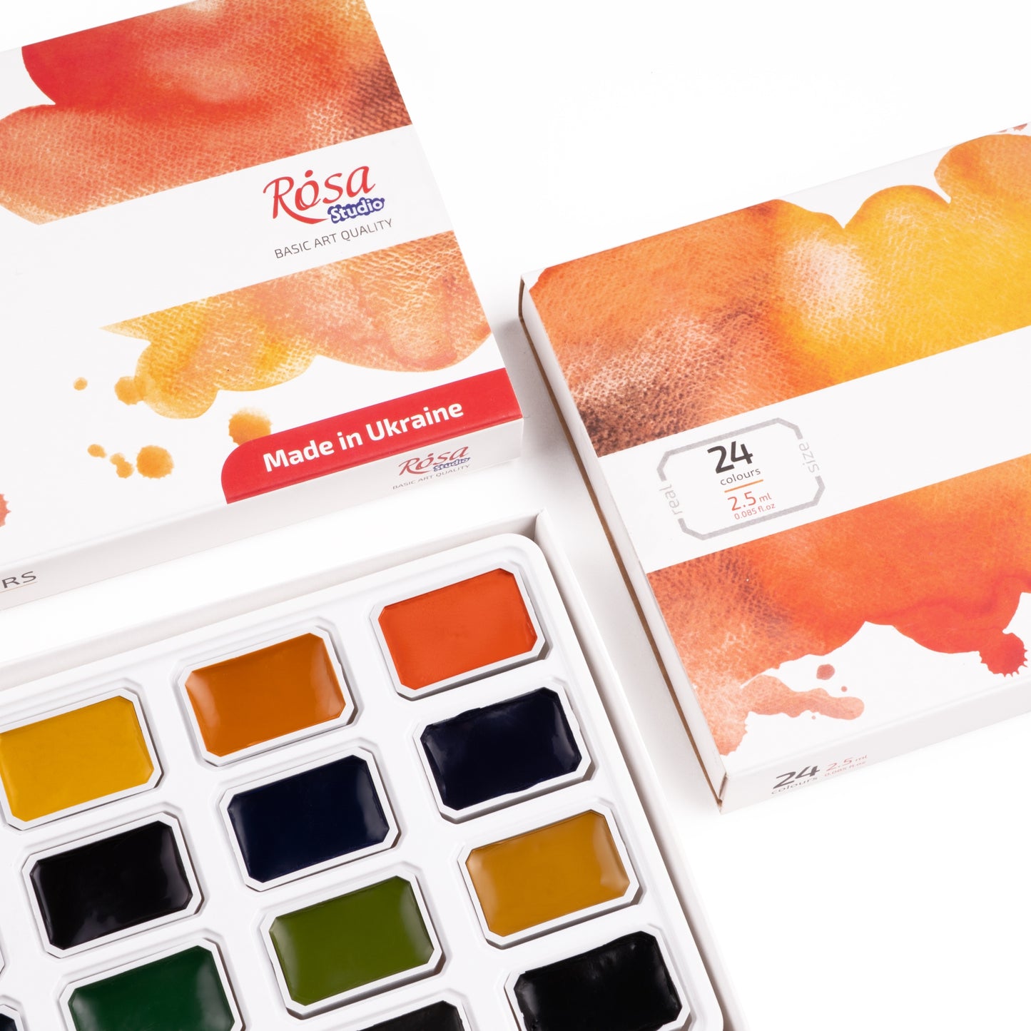 Rosa Studio Aquarellfarben Set 32 Farben, Karton Packung