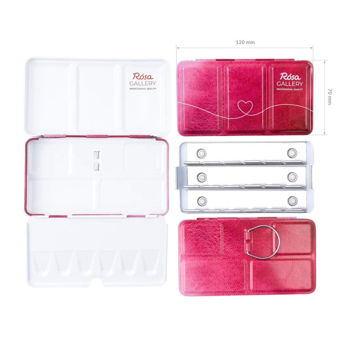 NEW NEW NEW Rosa GalleryLeer Aquarellkasten, Mit Metallhalter und Ring für 12 Voll Näpfchen, Rosen Quarz