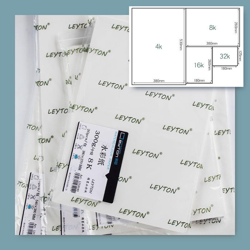 Leyton Aquarell Papier, 300 g, 100% Baumwolle, Kalt Gepresst