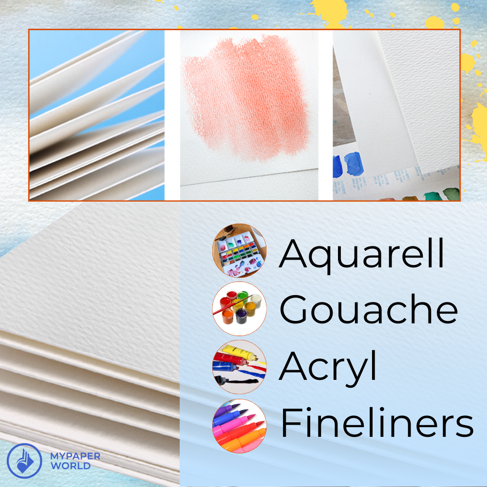 NEU, Paul Rubens Aquarellpapier 300 g 50% Baumwolle 27 х 39 cm, 10 Blätter Packung, Kaltpresst, Mittelkorn