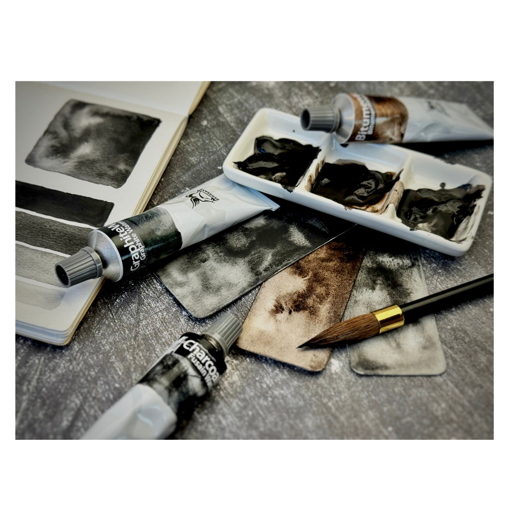 NEU, Renesans granulation Aquarell Flüssiggraphit, Kohle, Bitumen – 60ml Tube