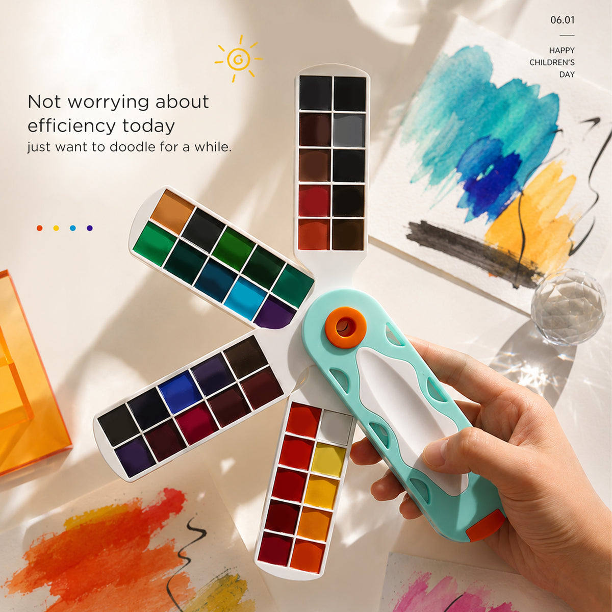 NEW Fan Form Künstlirische Aquarell 40 Farben Set inklusive Pinsel