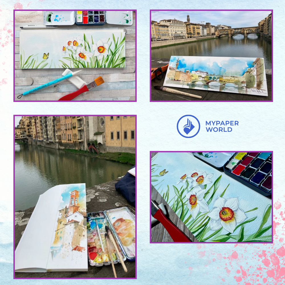 Mypaperworld Aquarellblock 300 g, 38×13 cm, 2-er Set, 20 Bogen
