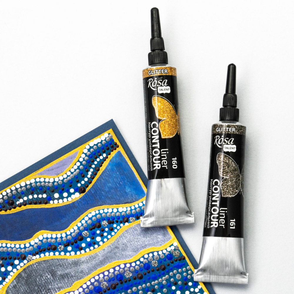 Rosa Talent Acryl Contour Liner, Glitter Metallik Farben, 20 ml Tube