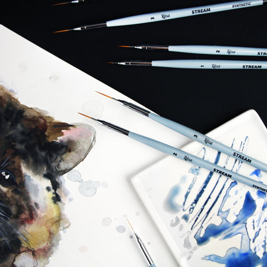 NEU!!! Rosa Stream, Synthetikhaar Aquarell Liner, Rund, 123/7