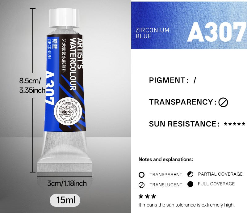 Paul Rubens extra-feine Aquarellfarben, 15 ml Tube