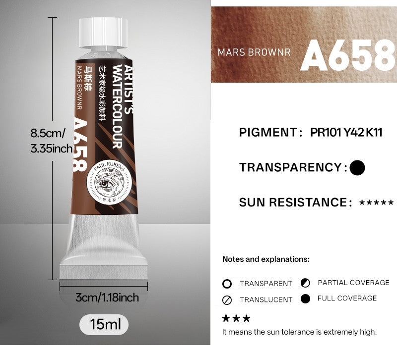 Paul Rubens extra-feine Aquarellfarben, 15 ml Tube