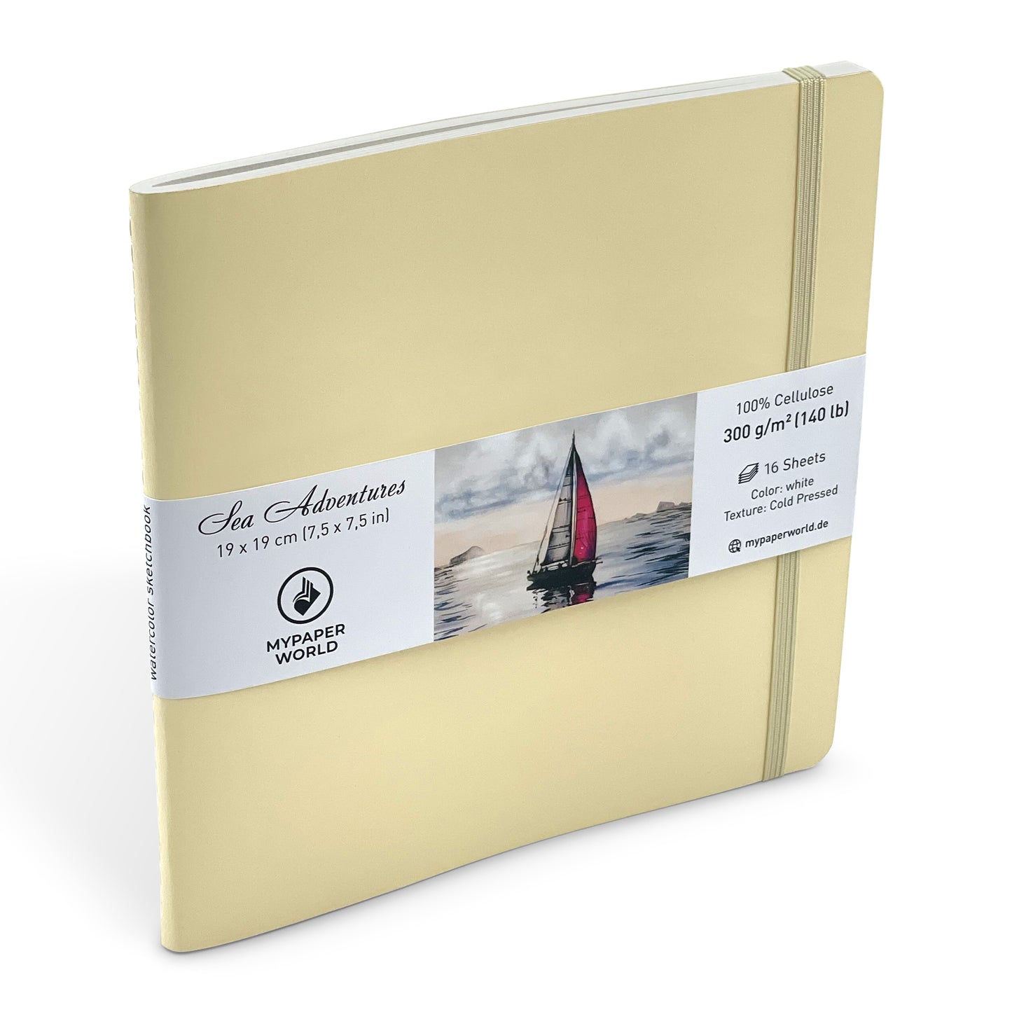 Mypaperworld Aquarell Skizzenbuch 300 g 19х19 cm, 16 Blätter, Beige