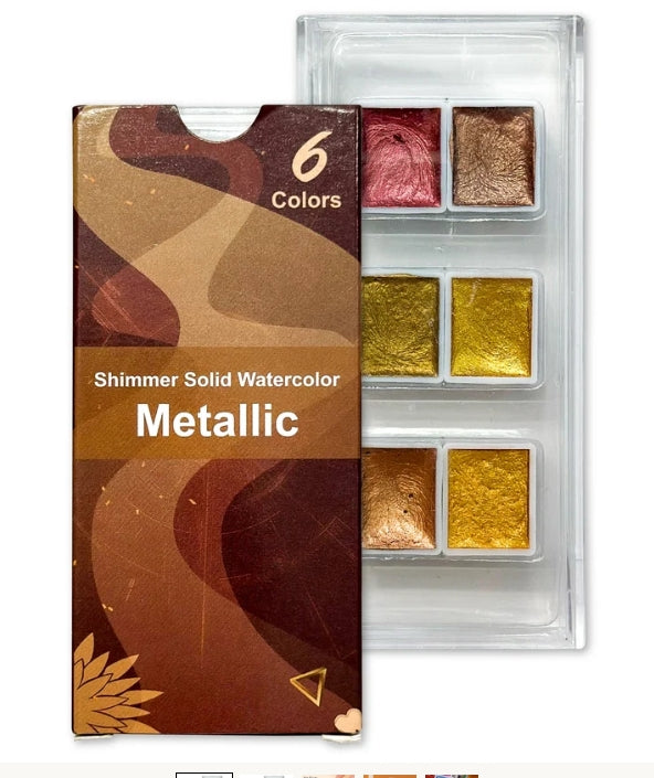 NEW "Metallic" Shimmer Künstlirische Aquarell 6 Farben Set (Kopie)