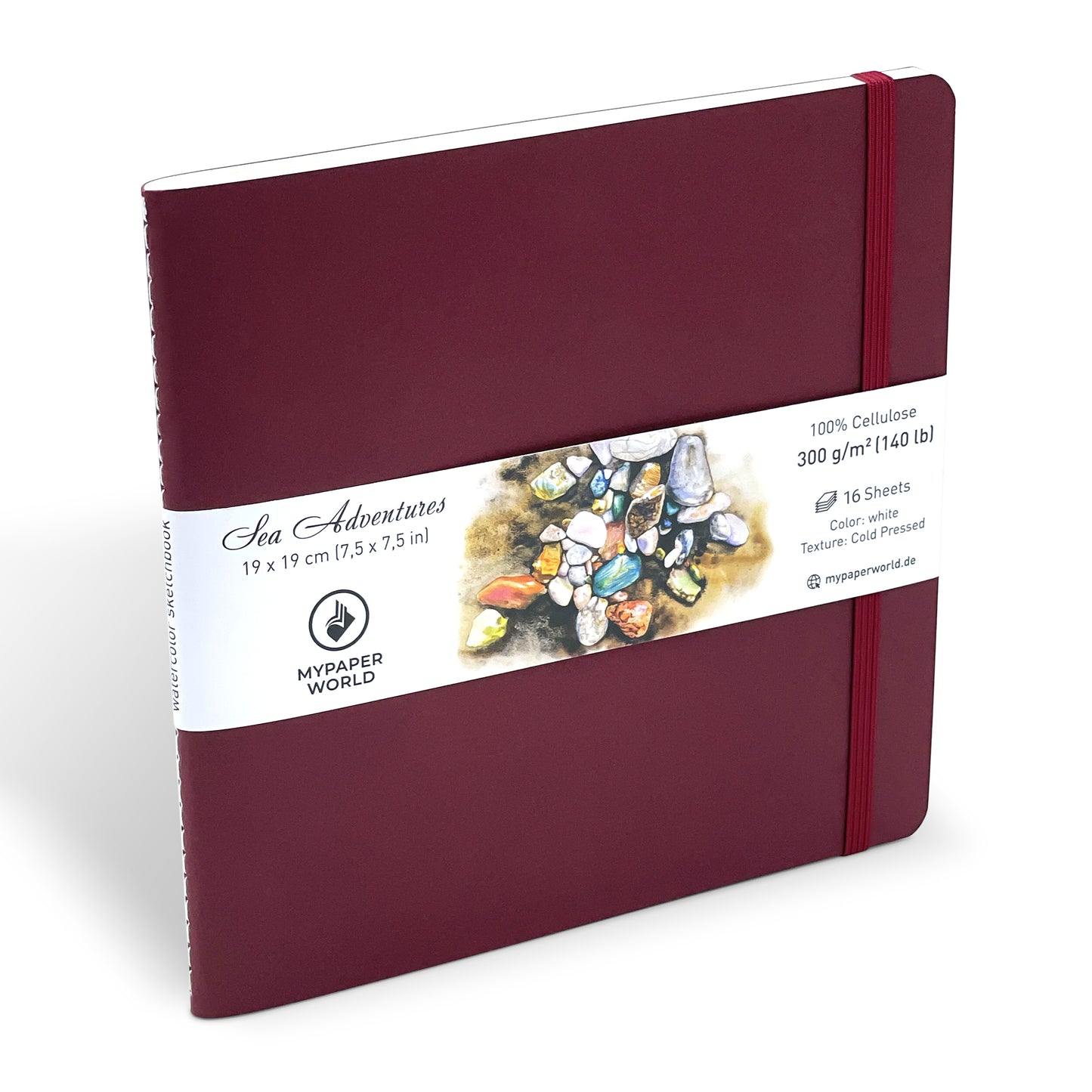 Mypaperworld Aquarell Skizzenbuch 300 g 19х19 cm, 16 Blätter, Kirsche