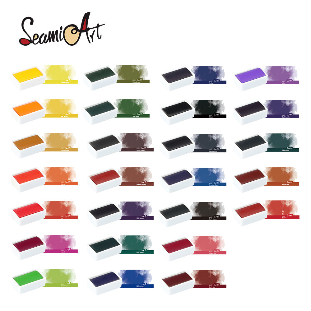 SeamiArt Fineste Aquarellfarben, Voll Extra Groß Napf, 3,6 ml