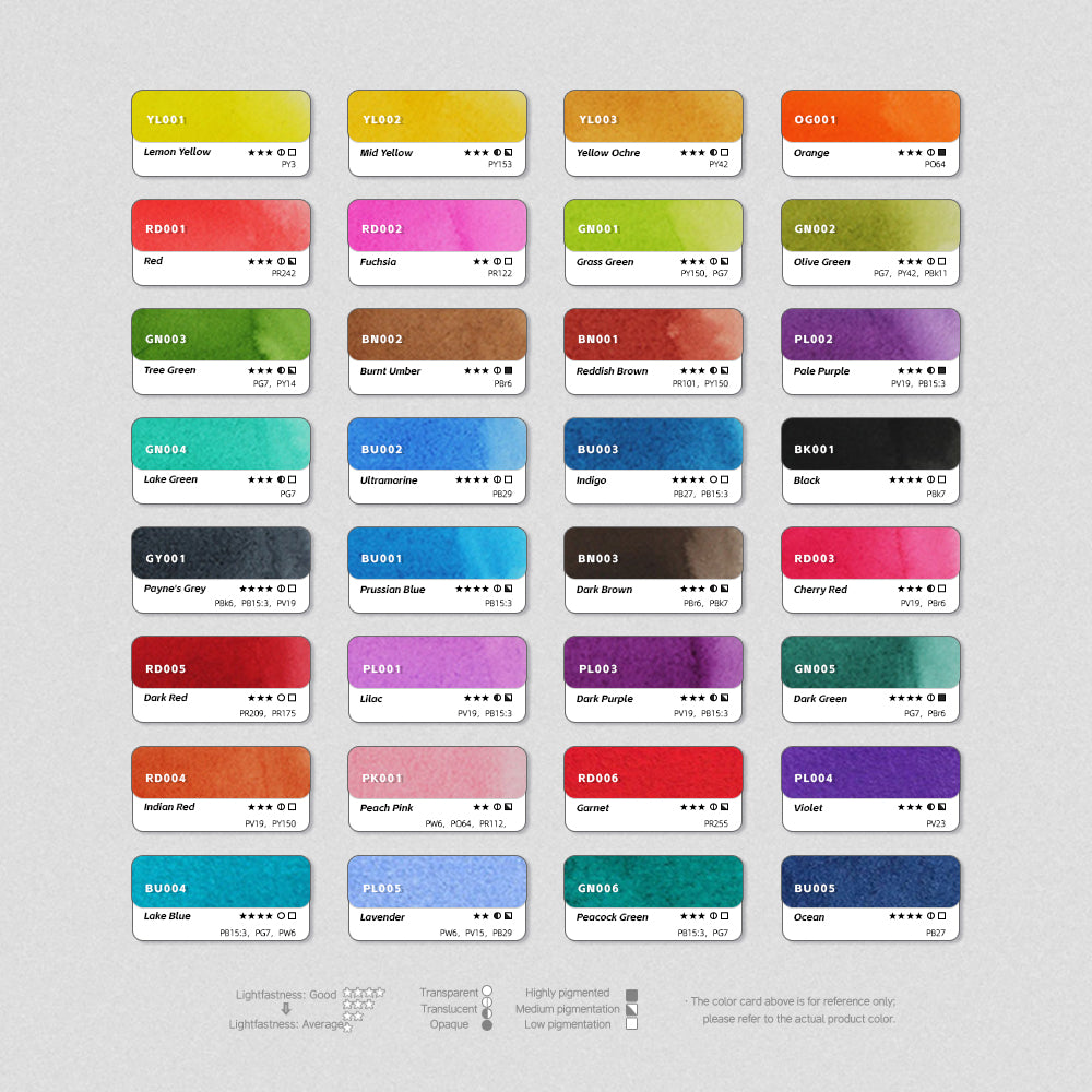 SeamiArt Fineste Aquarellfarben, Voll Extra Groß Napf, 3,6 ml