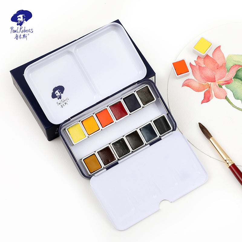 NEU, Paul Rubens Extra Fine Aquarell 12 1/2 Näpfchen Farben set,  Metallkasten