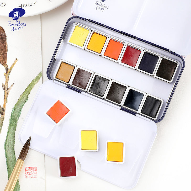 NEU, Paul Rubens Extra Fine Aquarell 12 1/2 Näpfchen Farben set,  Metallkasten