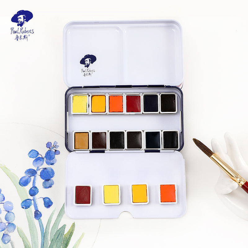 NEU, Paul Rubens Extra Fine Aquarell 12 1/2 Näpfchen Farben set,  Metallkasten