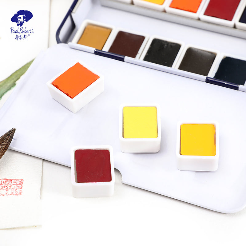 NEU, Paul Rubens Extra Fine Aquarell 12 1/2 Näpfchen Farben set,  Metallkasten