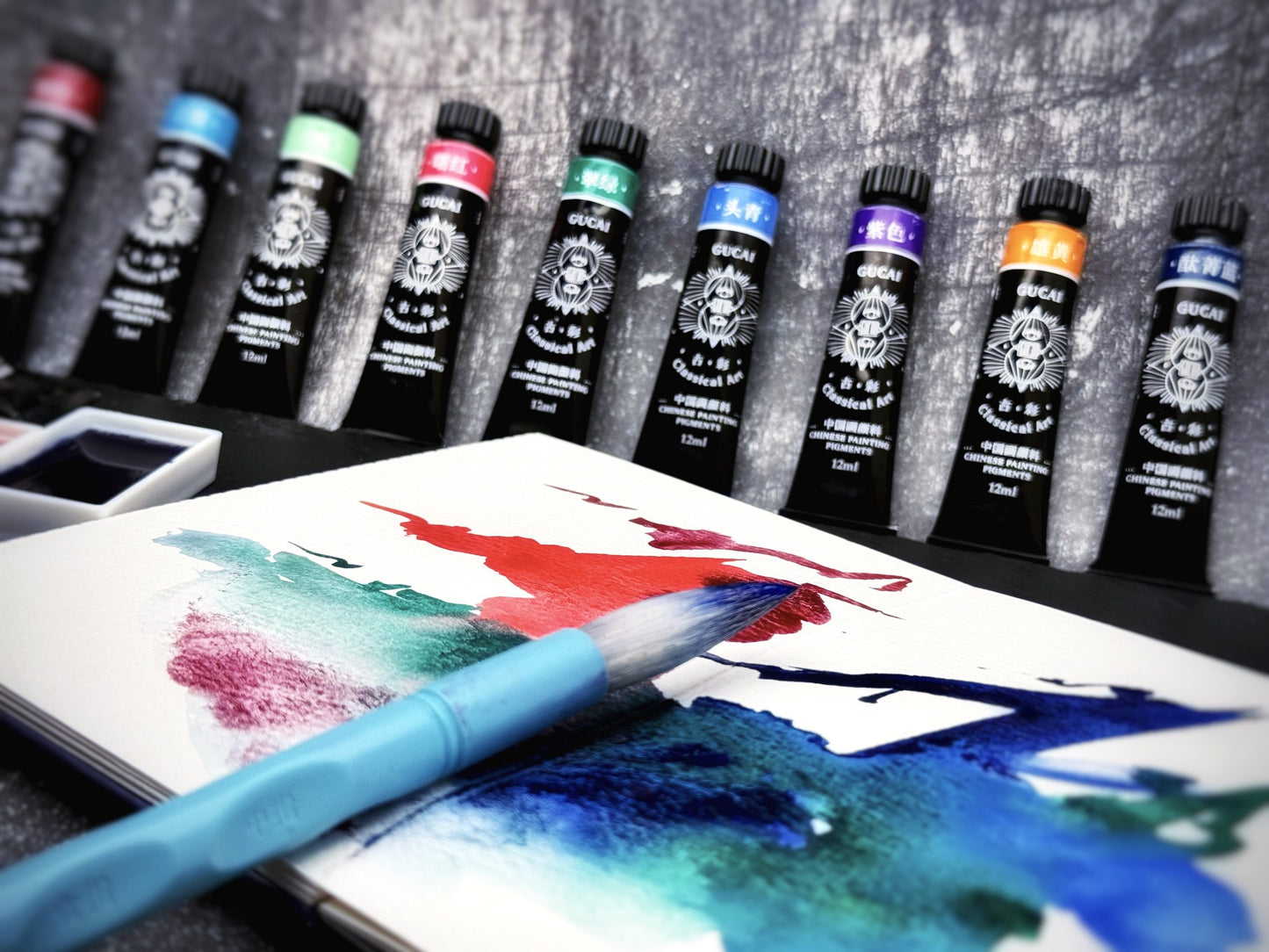 Paul Rubens Traditionelle chinesische AquarellFarben Gucai, 21 Farben 12 ml Tube
