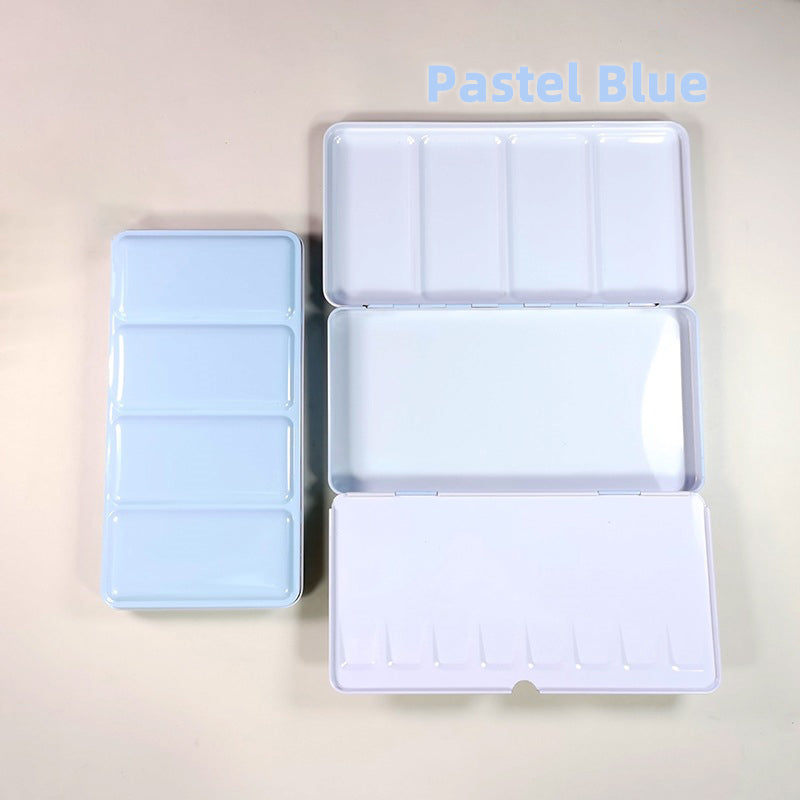 NEU,Leer Aquarellkasten für 65 1/2 Näpfchen  ohne Ring und ohne Metallhaltering, Pastell Blue