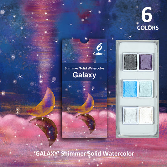 NEW "Galaxy" Shimmer Künstlirische Aquarell 6 Farben Set