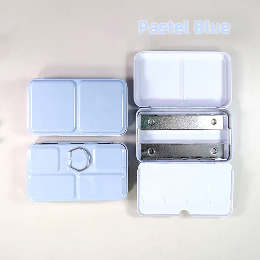 NEU,Leer Aquarellkasten Metallkasten für 12 1/2 Näpfchen, Pastell Blaue S