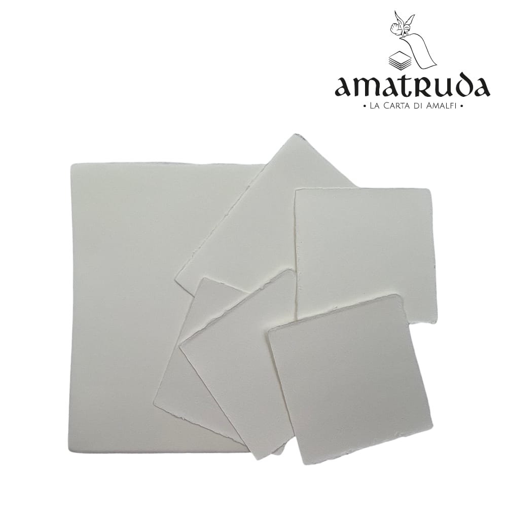 Amatruda Italienisches handgeschöpftes  Aquarell Papier, 340 g 100 % Baumwolle, 5 Bogen Packung, Rough